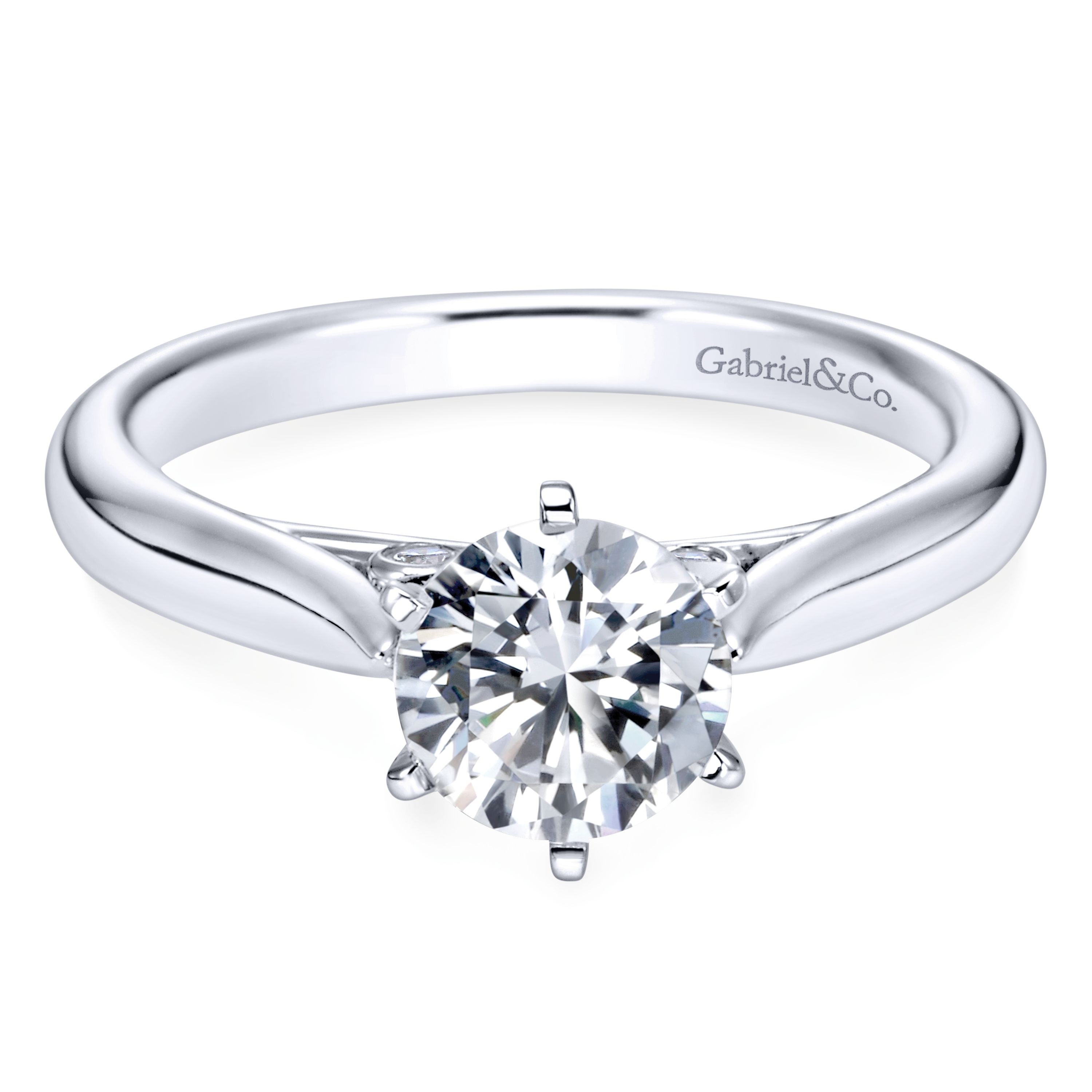 14k White Gold Round Solitaire Diamond Engagement Ring Solitaire