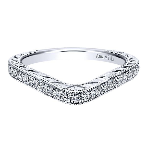 Vintage Platinum Curved Diamond Wedding Band Ladies Wedding Bands