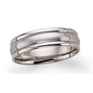 TWO TONE PLAT & 18KT WHITE GOLD GENTS BAND