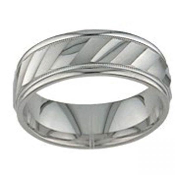14 KARAT WHITE GOLD GENTS BAND - 2477G