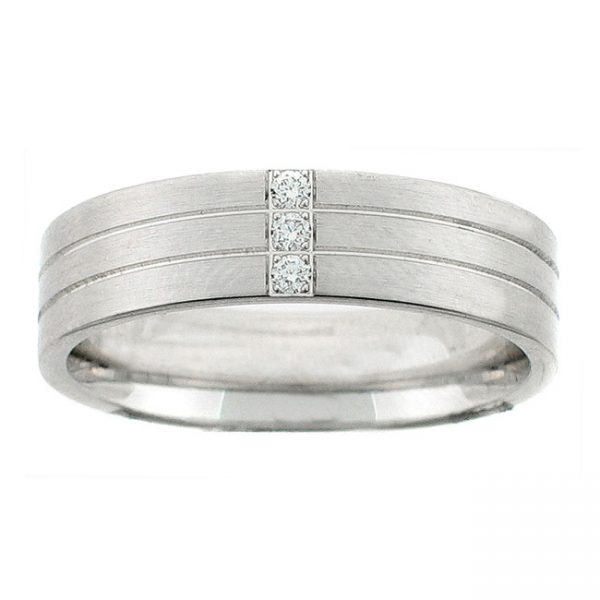 14 KARAT WHITE GOLD GENTS RING with diamonds - 2518G
