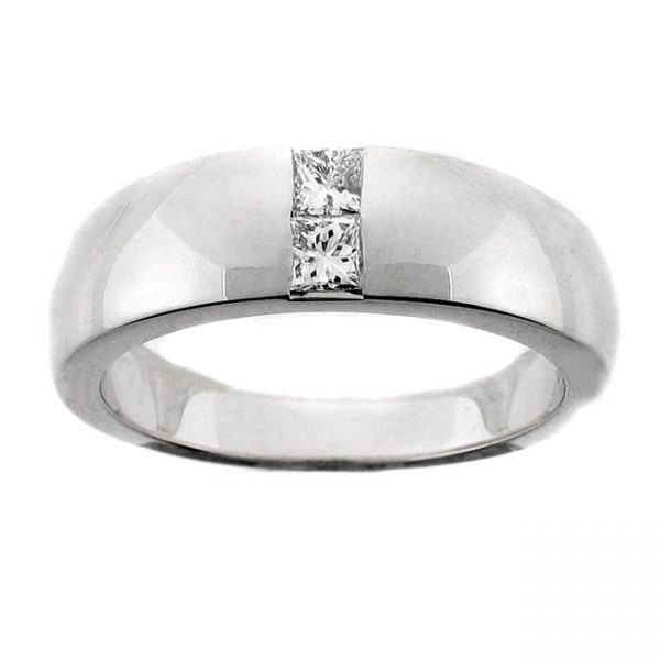 14 KARAT WHITE GOLD GENTS RING with diamonds - 2599G
