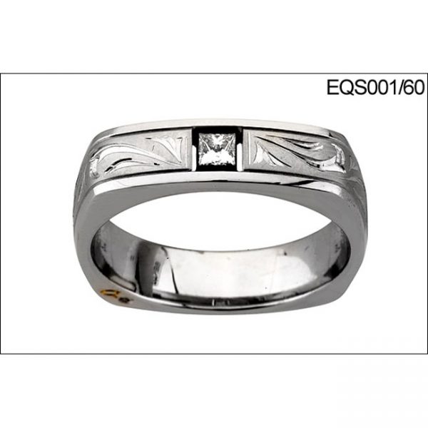 18 KARAT WHITE GOLD GENTS RING with 1 Diamond(s) 0.12ctw