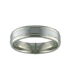 TWO TONE PLAT & 18KT WHITE GOLD GENTS BAND
