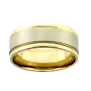 TWO TONE PLAT & 18KT WHITE GOLD GENTS BAND