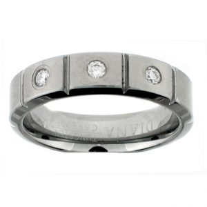 TUNGSTON & 18K WG GENTS RING with 3 Diamond(s) 0.20ctw