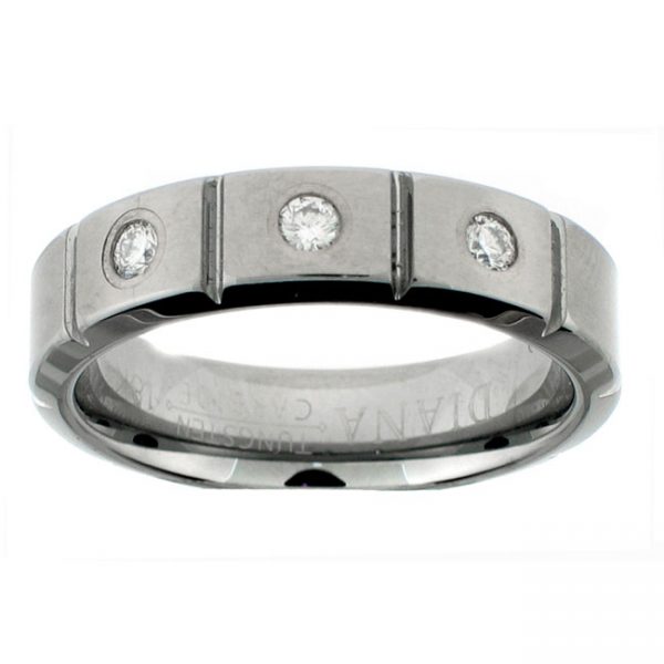 TUNGSTON & 18K WG GENTS RING with 3 Diamond(s) 0.20ctw