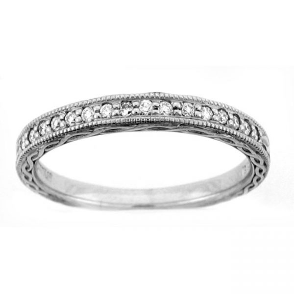 19K WHITE GOLD DIAMOND WEDDING BAND with 16 Diamond(s) 0.12ctw