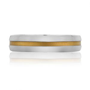 Center Striped, Sandblast Finished, Classic Men's Ring
