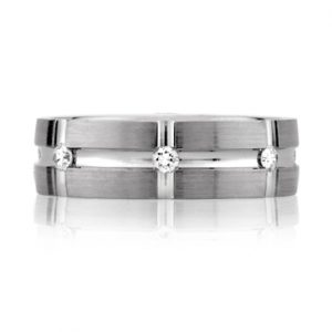 Grooved Modern Spoke Men's Diamond Ring