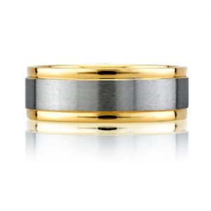 Two Tone Center Brushed Men's Ring