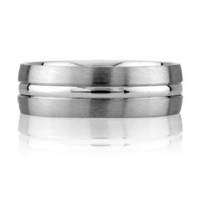 Satin Finish Center Beveled Men's Ring