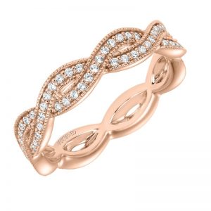 Artcarved 14k Rose Gold Twisted Diamond Band
