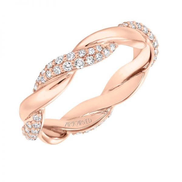 Artcarved 14k Rose Gold Twisted Diamond Band