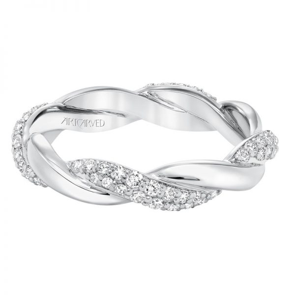 Artcarved 14k White Gold Twisted Diamond Band