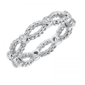 Artcarved 14k White Gold Rope Detail Diamond Band
