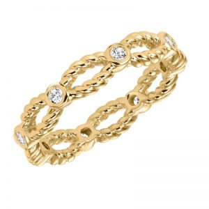 Artcarved 14k Yellow Gold Rope Detail Diamond Band