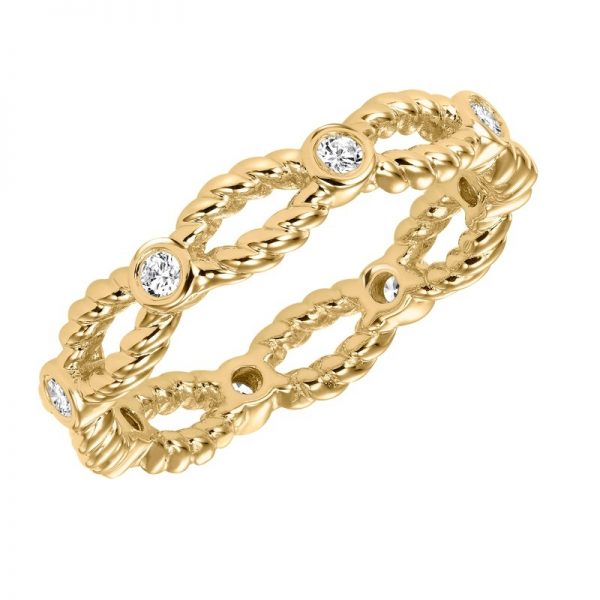 Artcarved 14k Yellow Gold Rope Detail Diamond Band