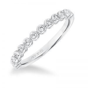 ArtCarved Stackable Band with Bezel set Diamonds in 14K White Gold - 33-V9159W