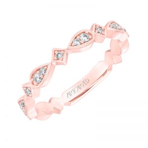 ArtCarved Vintage Diamond Prong Set Band in 14K Rose Gold  - 33-V9186R