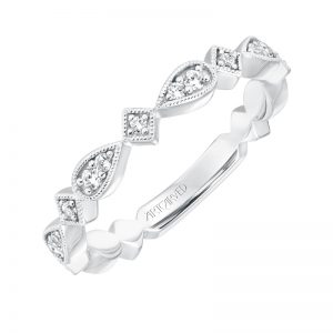 ArtCarved Vintage Diamond Prong Set Band in 14K White Gold  - 33-V9186W