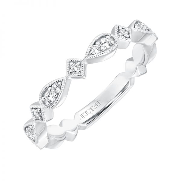 ArtCarved Vintage Diamond Prong Set Band in 14K White Gold  - 33-V9186W