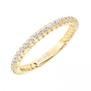 ArtCarved Contemporary Diamond and Rope Band in 14K Yellow Gold  - 33-V9188Y