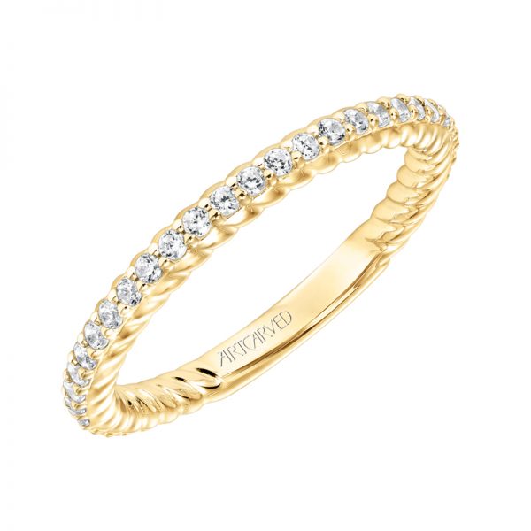 ArtCarved Contemporary Diamond and Rope Band in 14K Yellow Gold  - 33-V9188Y