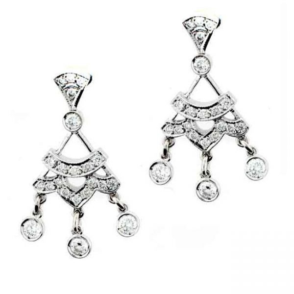 18 KARAT WHITE GOLD EARRINGS with 44 Diamond(s) 1.28ctw