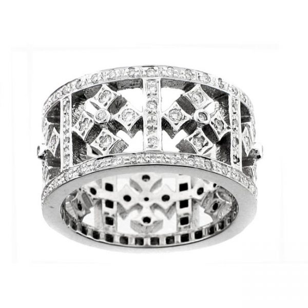 18 KARAT WHITE GOLD WEDDING / ANNIVERSARY BAND with 135 Diamond(s) 1.28ctw