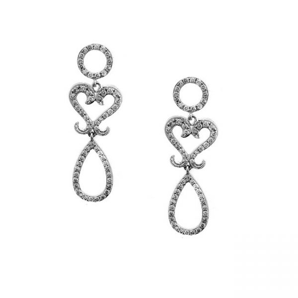 14 KARAT WHITE GOLD EARRINGS with 118 Diamond(s) 0.72ctw
