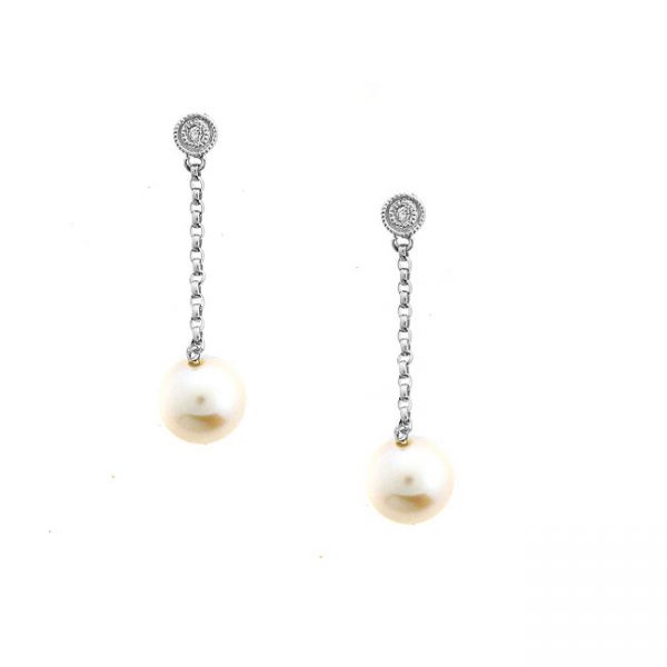 14 KARAT WHITE GOLD EARRINGS with 2 Diamond(s) 0.01ctw