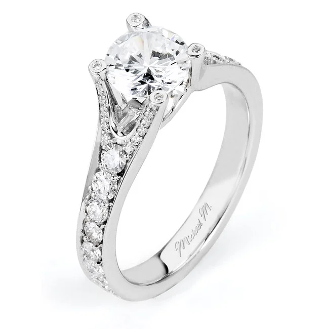 18 KARAT WHITE GOLD WEDDING RING with diamonds - R507-1 - Michael M