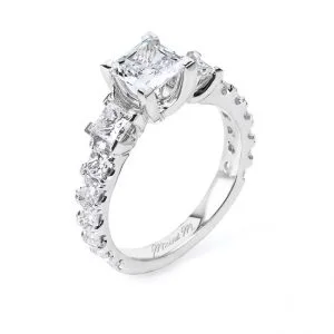 18 KARAT WHITE GOLD WEDDING RING with diamonds - R529-1 - Michael M