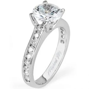 18 KARAT WHITE GOLD WEDDING RING with diamonds - R461-1 - Michael M