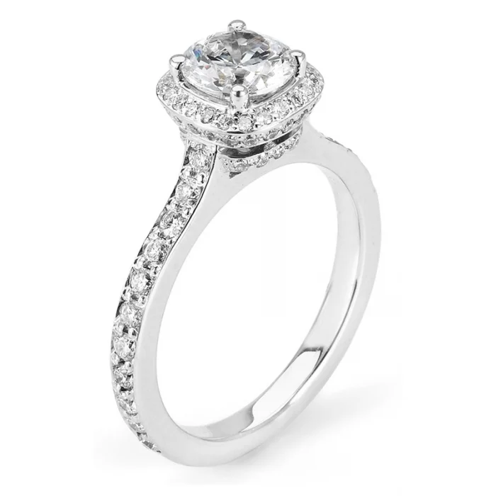 Michael M Amore Cushion-Cut Diamond Halo Engagement Ring