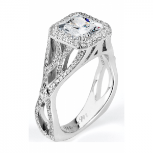 Michael M Princesse Halo Diamond Engagement Ring