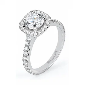 Michael M Cushion Pave Halo Diamond Engagement Ring