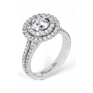 Michael M U-Set Double Halo Diamond Engagement Ring