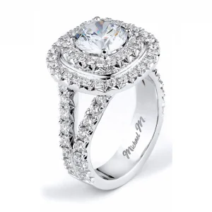 Michael M Double Halo Diamond Engagement Ring