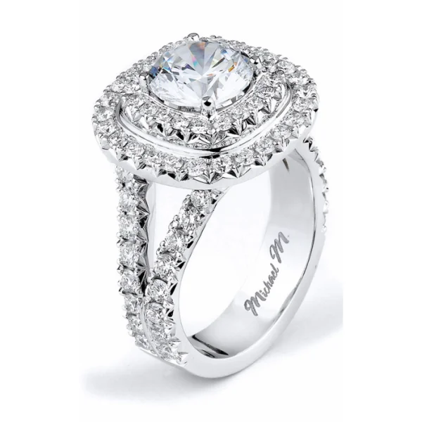 Michael M Double Halo Diamond Engagement Ring