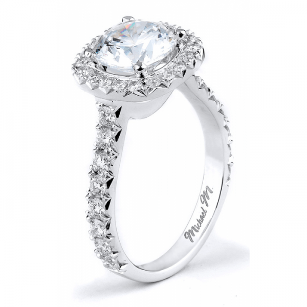 Michael M French Pave Halo Diamond Engagement Ring