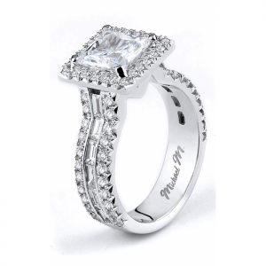 Michael M Three Row Baguette Diamond Engagement Ring