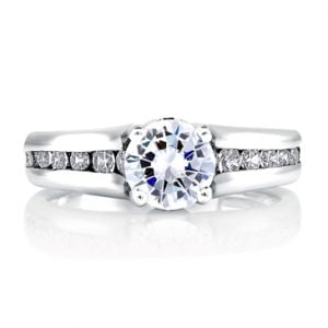 CLASSIC CHANNEL SET WITH DIAMOND BEZELED PROFILE ENGAGEMENT RING