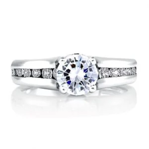 CLASSIC CHANNEL SET WITH DIAMOND BEZELED PROFILE ENGAGEMENT RING