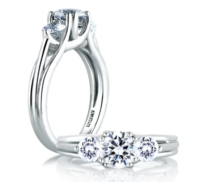 CLASSIC THREE STONE TRELLIS ENGAGEMENT RING