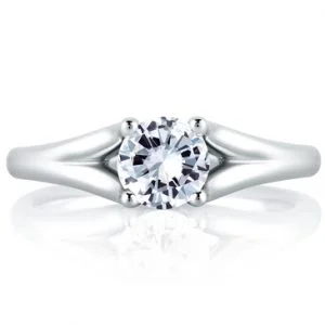 SPLIT SHANK MODERN WITH DIAMOND LOOP SET PROFILE ENGAGEMENT RING