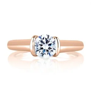 SLEEK CENTER BEZEL, ACCENT PROFILE DIAMOND SOLITAIRE RING
