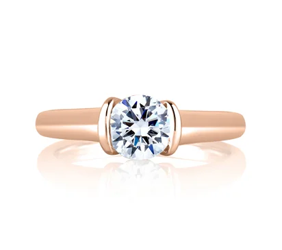 SLEEK CENTER BEZEL, ACCENT PROFILE DIAMOND SOLITAIRE RING