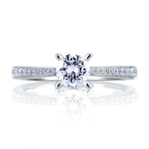 CATHEDRAL PAVÉ WITH DIAMOND STUDDED CENTER PRONGS RING